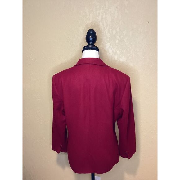 Red 100% Wool Oleg Cassini Vintage blazer, size 12 Petite - Picture 3 of 10